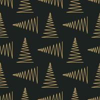 modèle sans couture avec illustration vectorielle d'arbres de Noël géométriques or et noir. collection de vacances d'hiver. joyeux noël et bonne année conception de fond d'écran abstrait texturé. vecteur