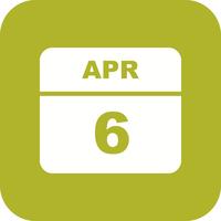 6 avril Date sur un calendrier d&#39;une journée vecteur