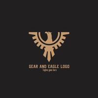 engrenage et logo doré aigle vecteur