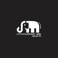 petit logo blanc d'éléphant vecteur
