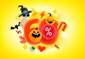 Bannière de réduction d'halloween de 60 pour cent vecteur