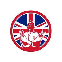 icône de mascotte de coiffeur britannique vecteur