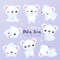 adorable petite collection de cliparts ours polaire vecteur