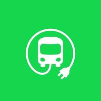 bus électrique avec prise, icône de transport vert vecteur