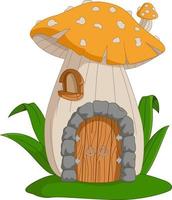 champignon de maison de fée de dessin animé sur fond blanc