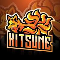 création de logo de mascotte kitsune esport vecteur