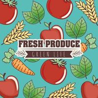 label produits frais et green life vecteur