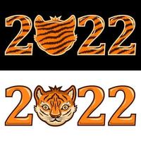 Dessin animé isolé de calligraphie de tête de tigre 2022 vecteur