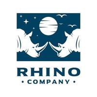 création de logo de deux têtes de rhinocéros vecteur