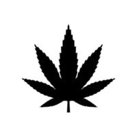 vecteur de vue noire ou silhouette de feuille de cannabis ou de chanvre ou de marijuana, plante à base de plantes pour traitement médical