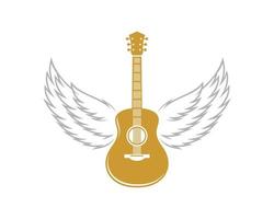 guitare avec des ailes volantes à côté vecteur