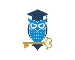 hibou de luxe avec chapeau et clé de remise des diplômes vecteur