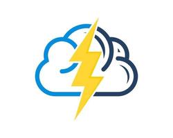 logo de la météo nuageuse et de la foudre vecteur