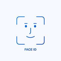 icône de ligne d'identification de visage. signe du système de reconnaissance faciale. pictogramme de détection faciale biométrique. icône d'identification de visage sur fond blanc. processus de numérisation d'identification de visage. illustration vectorielle vecteur