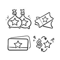 collection d'icônes de ligne de programme de fidélité doodle dessinés à la main. isolé vecteur