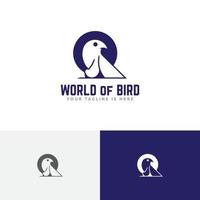 monde des oiseaux nature faucon aigle faucon prédateur modèle de logo vecteur