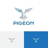 pigeon colombe oiseau battant ailes liberté paix ligne résumé logo vecteur