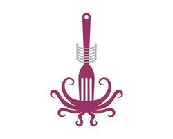 fourchette combinée avec tentacule de poulpe vecteur