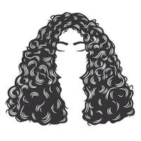 visage de femme avec des cheveux afro longs bouclés coiffures vintage vector illustration d'art en ligne.