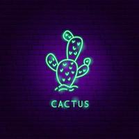 étiquette au néon de cactus vecteur