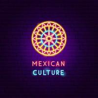 étiquette néon de culture mexicaine vecteur