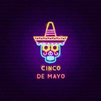 étiquette néon cinco de mayo vecteur