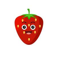 conception de personnage de dessin animé de fruits fraise souriante. conception de livre pour enfants vecteur