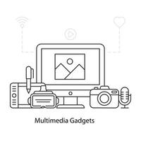 une conception d'illustration de gadgets multimédias vecteur