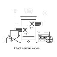 une illustration de téléchargement premium de la communication par chat vecteur