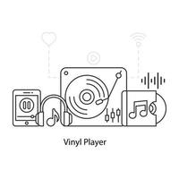 une illustration de lecteur de vinyle rétro, conception de vecteur de platine
