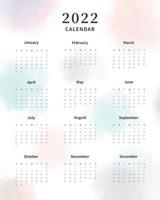 modèle de calendrier 2022. Modèle de planificateur de calendrier 2022. la semaine commence le dimanche. illustration vectorielle. vecteur