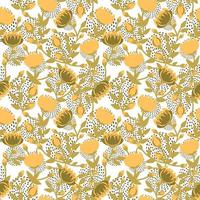 motif transparent de fleurs jaunes et de points sur fond blanc. illustration vectorielle. vecteur