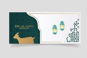 carte de voeux eid avec mouton mignon, lune, lanternes et étoiles. vecteur