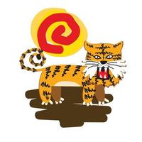 la conception d'illustration de tigre pour sukajan est un tissu traditionnel du japon ou un t-shirt avec broderie numérique dessinée à la main t-shirts pour hommes été décontracté à manches courtes hip hop t-shirt streetwear vecteur