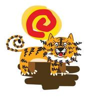 la conception d'illustration de tigre pour sukajan est un tissu traditionnel du japon ou un t-shirt avec broderie numérique dessinée à la main t-shirts pour hommes été décontracté à manches courtes hip hop t-shirt streetwear vecteur