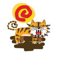 la conception d'illustration de tigre pour sukajan est un tissu traditionnel du japon ou un t-shirt avec broderie numérique dessinée à la main t-shirts pour hommes été décontracté à manches courtes hip hop t-shirt streetwear vecteur