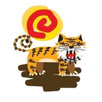 la conception d'illustration de tigre pour sukajan est un tissu traditionnel du japon ou un t-shirt avec broderie numérique dessinée à la main t-shirts pour hommes été décontracté à manches courtes hip hop t-shirt streetwear vecteur