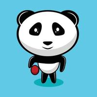 personnage mignon de panda avec le ballon vecteur