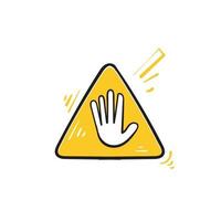 symbole de main de paume doodle dessiné à la main pour aucune icône d'entrée, vecteur d'illustration de panneau d'arrêt