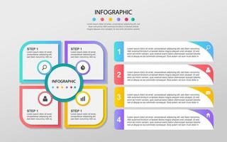 modèle de conception infographique d'entreprise avec options, étapes ou processus. peut être utilisé pour la mise en page du flux de travail, le diagramme, le rapport annuel, la conception de sites Web vecteur