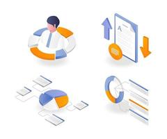 un ensemble d'icônes de camembert analytique vecteur
