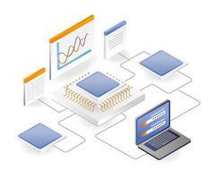 analyse de données de puce de réseau informatique vecteur