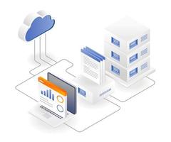 centre de serveur cloud d'analyse de données vecteur