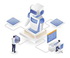 construire des robots avec des puces d'intelligence artificielle vecteur