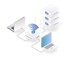 émetteur wifi avec réseau informatique serveur vecteur