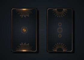 définir des cartes de tarot magiques, un style boho magique au soleil doré, un signe de géométrie sacrée, des symboles spirituels ésotériques, une fleur de vie. graines de luxe de fleurs de vie. collection de vecteurs fond doré et noir vecteur