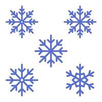 flocon de neige hiver ensemble de silhouette icône isolé bleu sur illustration vectorielle fond blanc. vecteur