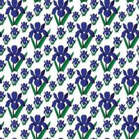fleur d'iris avec conception de modèle sans couture de feuille vecteur