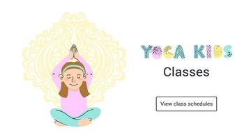 Modèle de bannière web horizontale colorée vecteur cours de yoga pour enfants