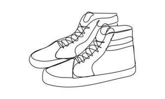lignes continues, chaussures, chaussures de sport dans un style minimaliste. concept de voyageur vecteur